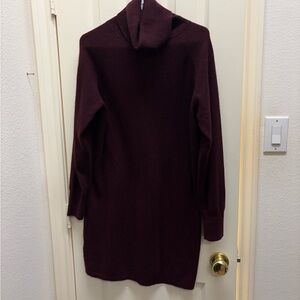 Quince Long Sleeve Hooded Sweater Dress in Burgundy